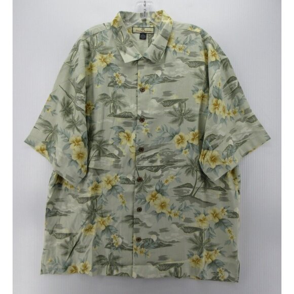 Tommy Bahama Shirt XL Silk Hawaiian Button Up Loop Collar Tropical - Picture 1 of 9